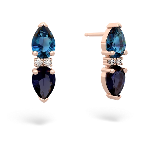 london topaz-sapphire bowtie earrings