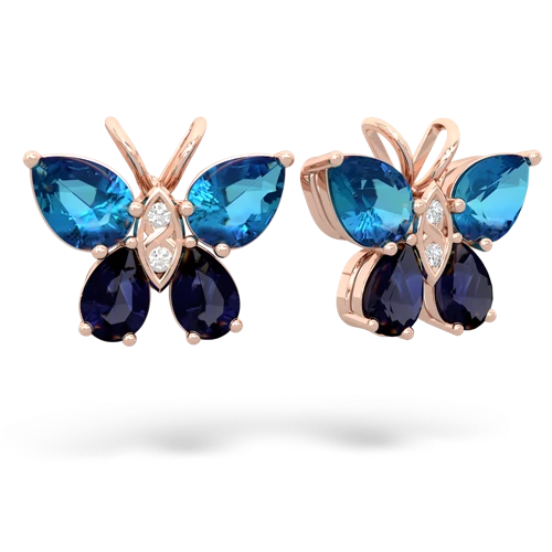 london topaz-sapphire butterfly earrings