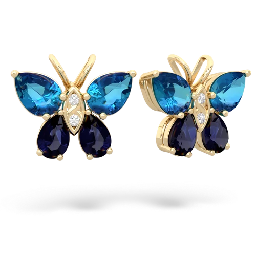 london topaz-sapphire butterfly earrings