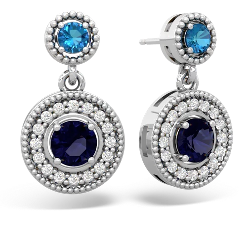 London Topaz Genuine London Blue Topaz with Genuine Sapphire Halo Dangle earrings Earrings