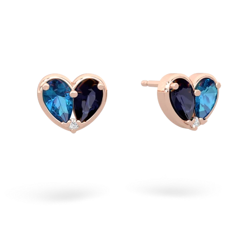 london topaz-sapphire one heart earrings