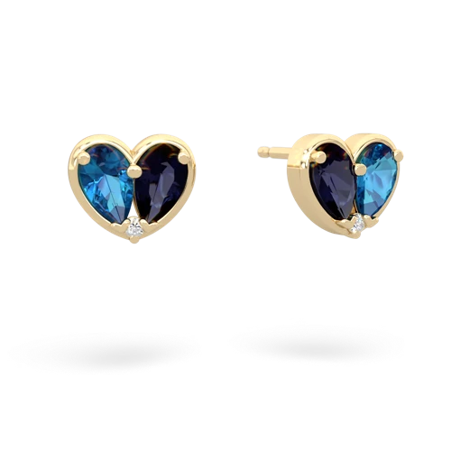 london topaz-sapphire one heart earrings