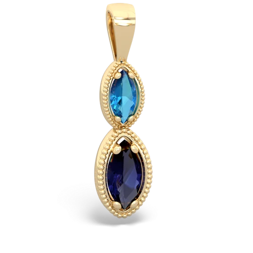 London Topaz Genuine London Blue Topaz with Genuine Sapphire Antique-style Halo pendant Pendant