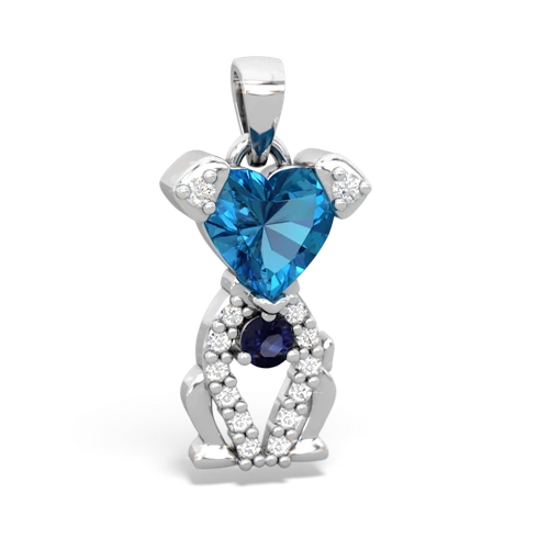 london topaz-sapphire birthstone puppy pendant