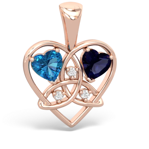 london topaz-sapphire celtic heart pendant