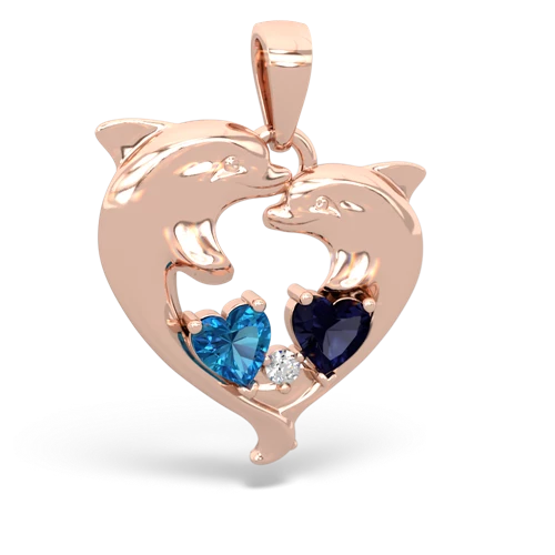 london topaz-sapphire dolphins pendant