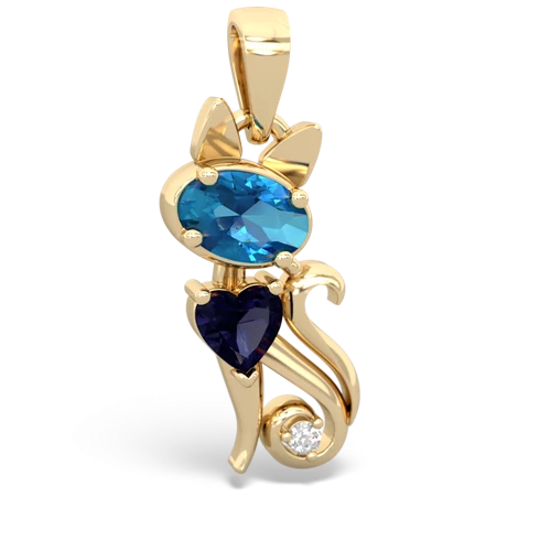 london topaz-sapphire kitten pendant