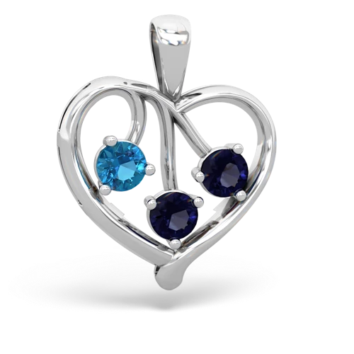 London Topaz Genuine London Blue Topaz with Genuine Sapphire and Lab Created Emerald Glowing Heart pendant Pendant