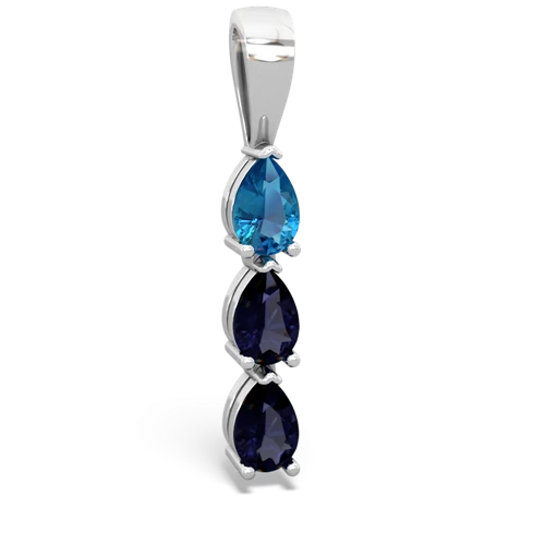 London Topaz Genuine London Blue Topaz with Genuine Sapphire and  Three Stone pendant Pendant