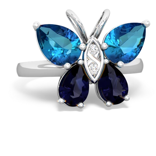 london topaz-sapphire butterfly ring