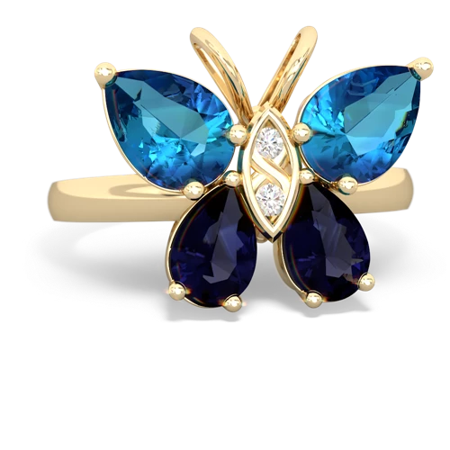 london topaz-sapphire butterfly ring