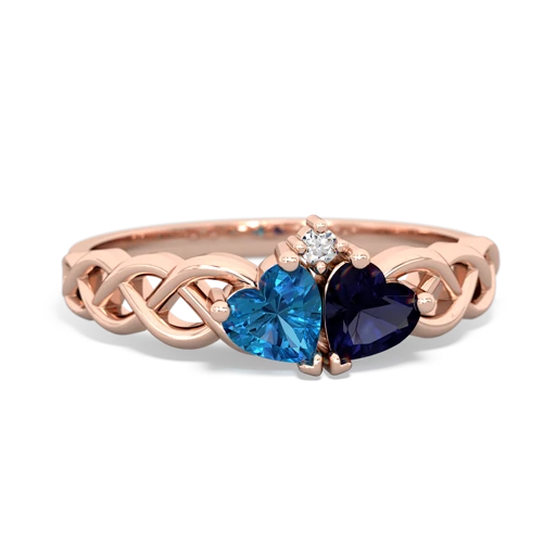 london topaz-sapphire celtic braid ring