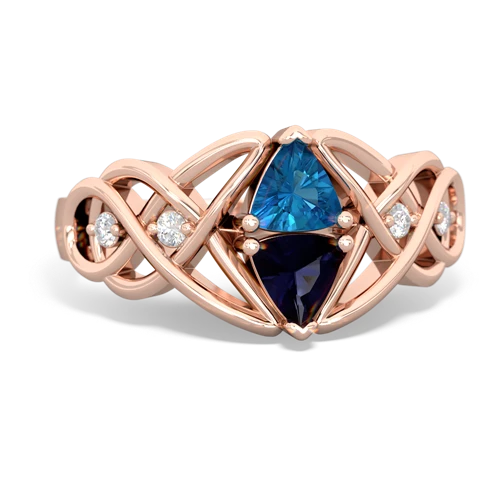 london topaz-sapphire celtic knot ring