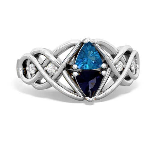 london topaz-sapphire celtic knot ring