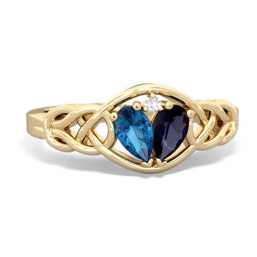 London Topaz Genuine London Blue Topaz with Genuine Sapphire Celtic Love Knot ring Ring