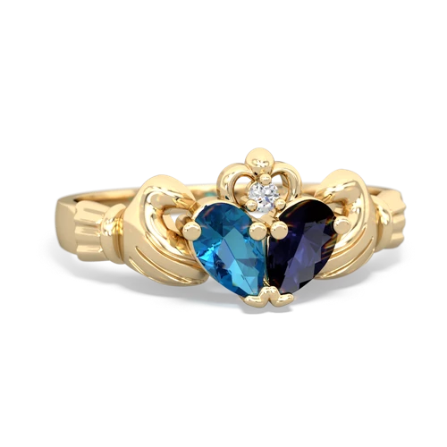 London Topaz Genuine London Blue Topaz with Genuine Sapphire Claddagh ring Ring