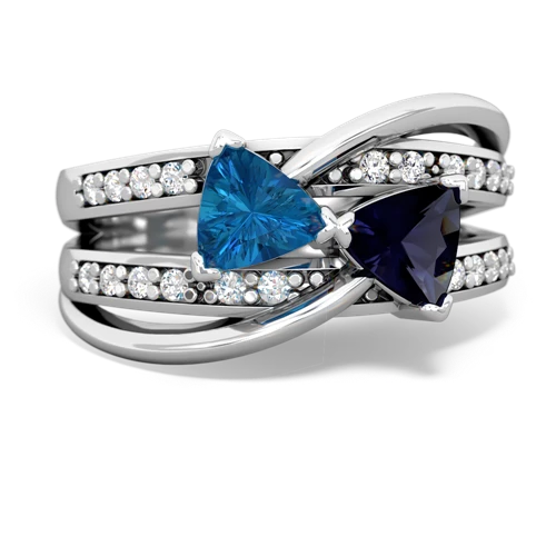 London Topaz Genuine London Blue Topaz with Genuine Sapphire Bowtie ring Ring