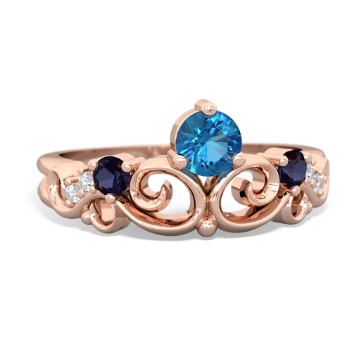 London Topaz Genuine London Blue Topaz with Genuine Sapphire and Lab Created Pink Sapphire Crown Keepsake ring Ring