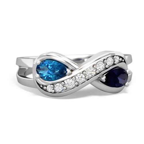 London Topaz Genuine London Blue Topaz with Genuine Sapphire Diamond Infinity ring Ring