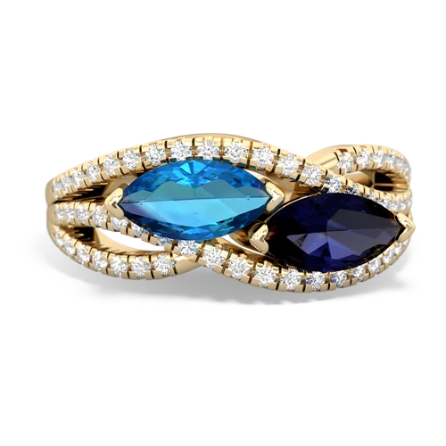 London Topaz Genuine London Blue Topaz with Genuine Sapphire Diamond Rivers ring Ring