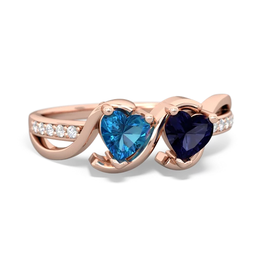 london topaz-sapphire double heart ring