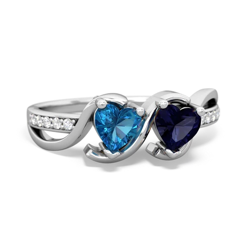london topaz-sapphire double heart ring