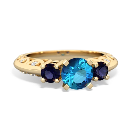 London Topaz Genuine London Blue Topaz with Genuine Sapphire Art Deco ring Ring