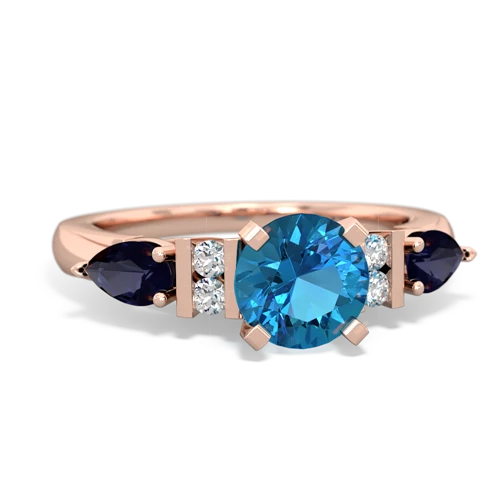 London Topaz Genuine London Blue Topaz with Genuine Sapphire and  Engagement ring Ring