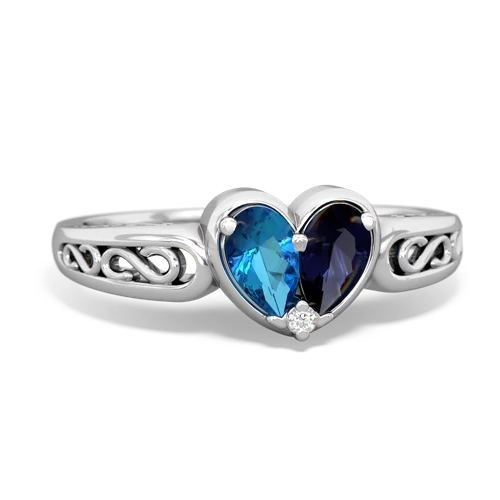 london topaz-sapphire filligree ring