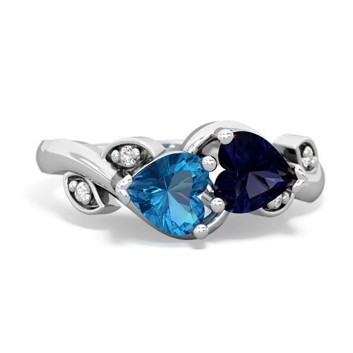 london topaz-sapphire floral keepsake ring