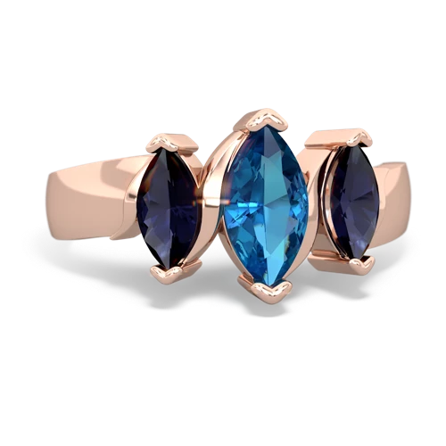 London Topaz Genuine London Blue Topaz with Genuine Sapphire and  Three Peeks ring Ring