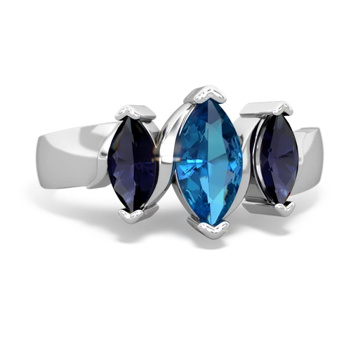 London Topaz Genuine London Blue Topaz with Genuine Sapphire and Lab Created Pink Sapphire Three Peeks ring Ring