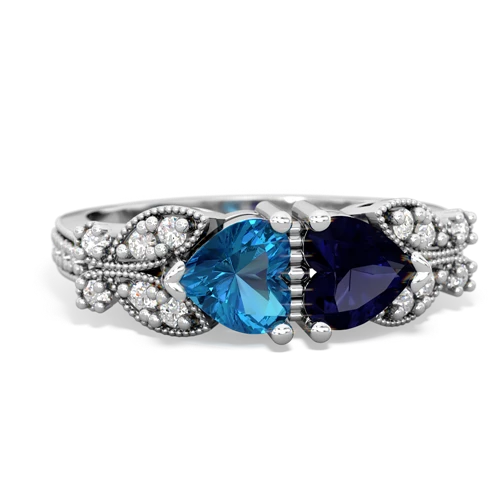 London Topaz Genuine London Blue Topaz with Genuine Sapphire Diamond Butterflies ring Ring
