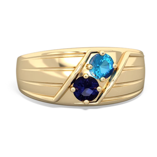 London Topaz Genuine London Blue Topaz with Genuine Sapphire Art Deco Men's ring Ring