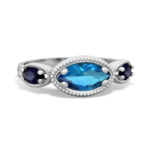 london topaz-sapphire milgrain marquise ring