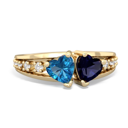 London Topaz Genuine London Blue Topaz with Genuine Sapphire Heart to Heart ring Ring