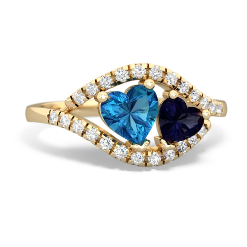 london topaz-sapphire mother child ring