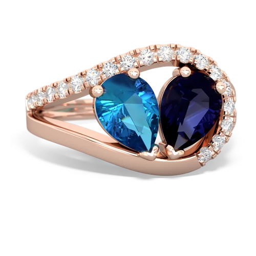 London Topaz Genuine London Blue Topaz with Genuine Sapphire Nestled Heart Keepsake ring Ring