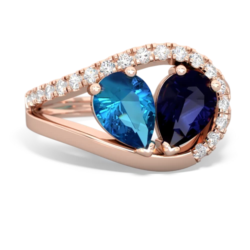 london topaz-sapphire pave heart ring