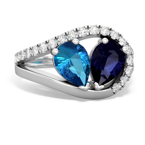 london topaz-sapphire pave heart ring