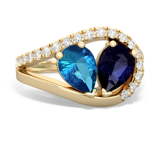 london topaz-sapphire pave heart ring