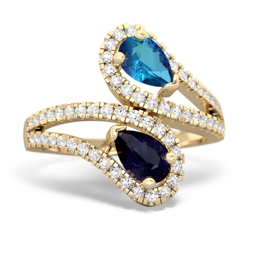 London Topaz Genuine London Blue Topaz with Genuine Sapphire Diamond Dazzler ring Ring
