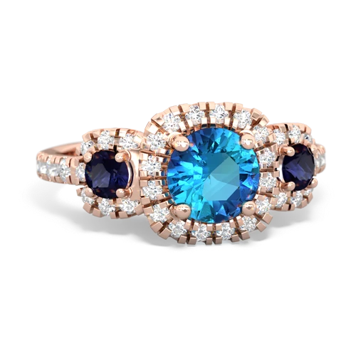 London Topaz Genuine London Blue Topaz with Genuine Sapphire and Genuine Pink Tourmaline Regal Halo ring Ring