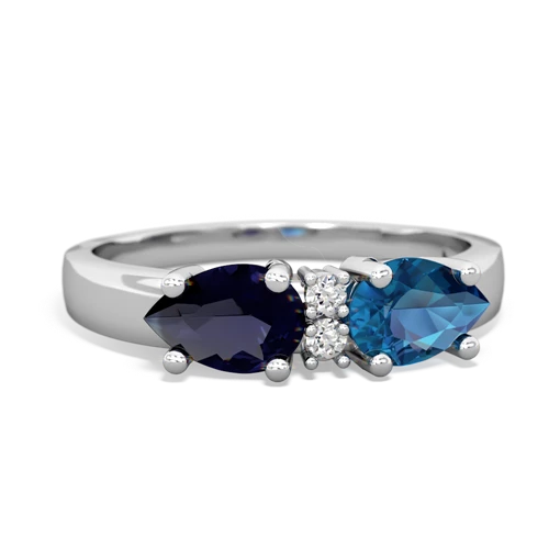 London Topaz Genuine London Blue Topaz with Genuine Sapphire Pear Bowtie ring Ring