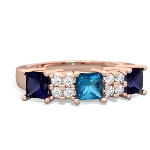 London Topaz Genuine London Blue Topaz with Genuine Sapphire and Lab Created Emerald Three Stone ring Ring