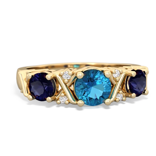London Topaz Genuine London Blue Topaz with Genuine Sapphire and Genuine Amethyst Hugs and Kisses ring Ring