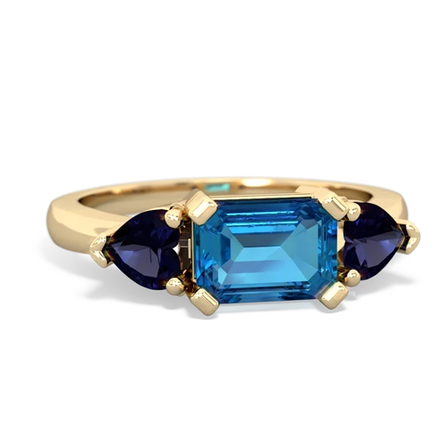 London Topaz Genuine London Blue Topaz with Genuine Sapphire and  Three Stone ring Ring