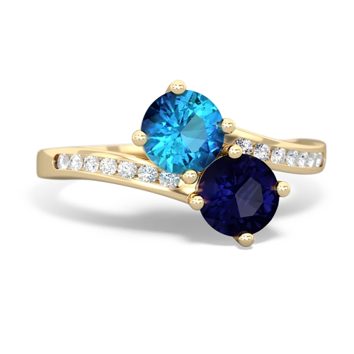 London Topaz Genuine London Blue Topaz with Genuine Sapphire Keepsake Two Stone ring Ring