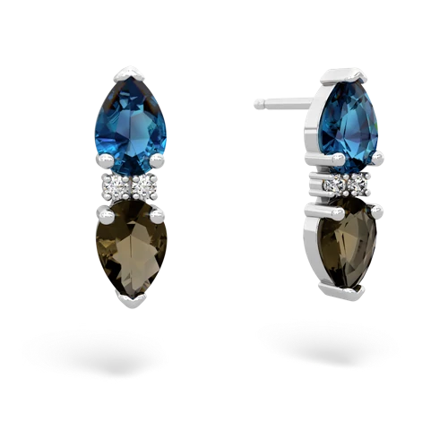 london topaz-smoky quartz bowtie earrings