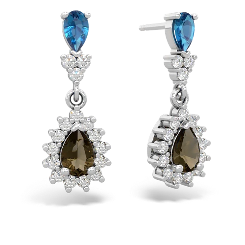 london topaz-smoky quartz dangle earrings